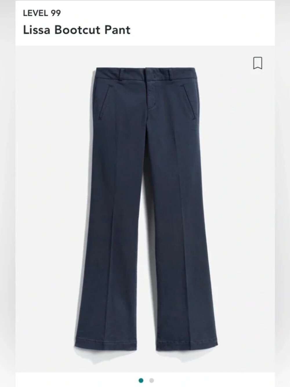 NWT LEVEL 99 Lissa bootcut pants in navy 33" inseam (sz6)